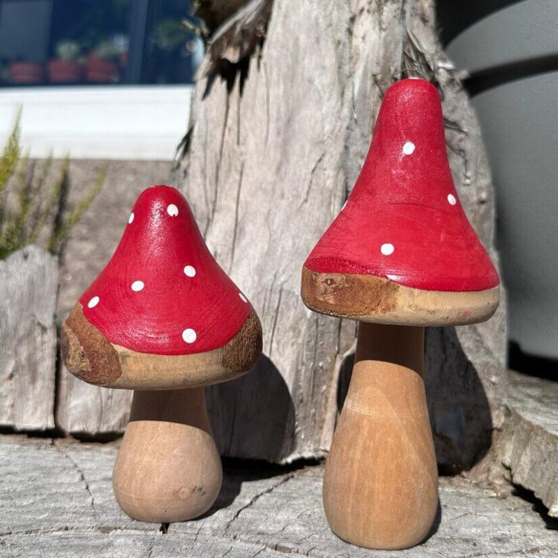 Red Toadstool Wooden Mushroom Ornament Red Toadstool Wooden Mushroom Ornament