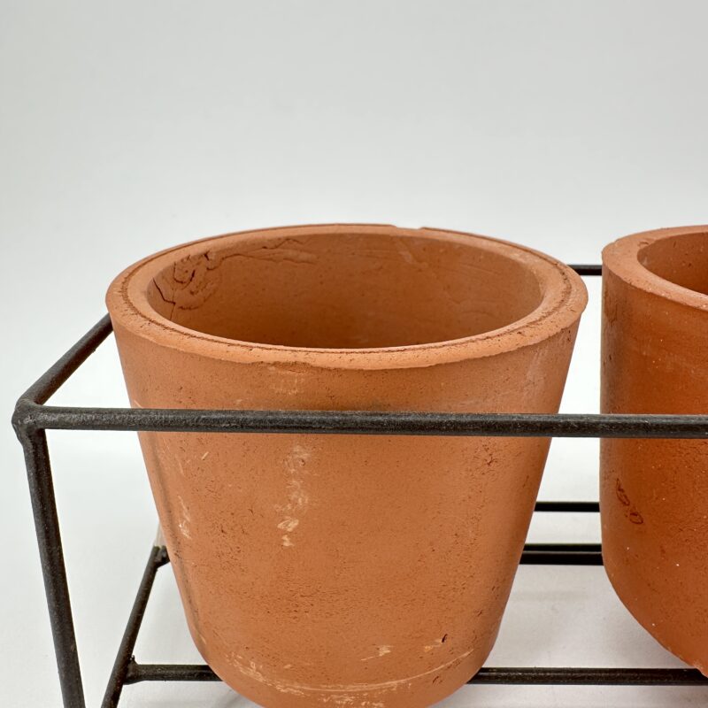 Rustic Terracotta Planters Metal in Frame erracotta plant pots in rustic metal frame, 2 or 3 pot set