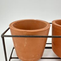 erracotta plant pots in rustic metal frame, 2 or 3 pot set