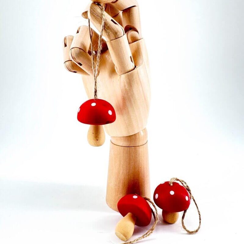Mini Red Toadstool Wooden Mushroom Ornament Mini Red Toadstool Wooden Mushroom Ornament