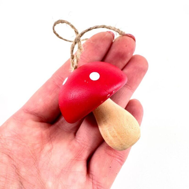 Mini Red Toadstool Wooden Mushroom Ornament Mini Red Toadstool Wooden Mushroom Ornament