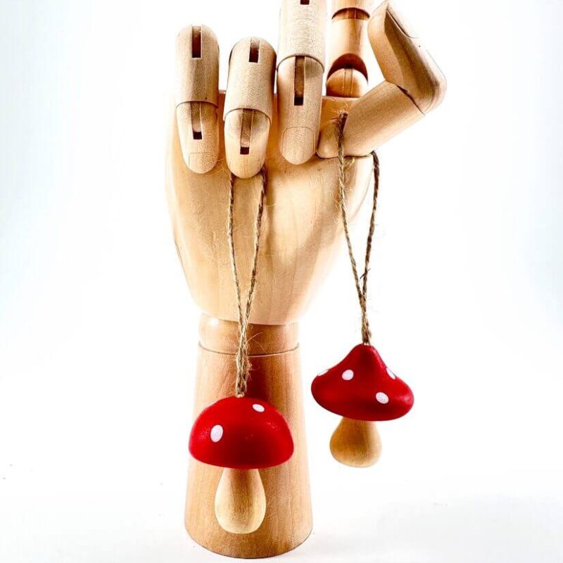 Mini Red Toadstool Wooden Mushroom Ornament Mini Red Toadstool Wooden Mushroom Ornament