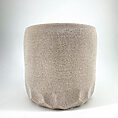 Elegant handcrafted ceramic pot with minimalist design, speckled texture, sandy beige colour.