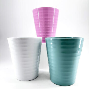 Classic Ribbed Glazed Slim Planter