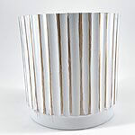 White Plastic Planter with Rustic Golden Lines 15cm
