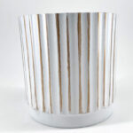 White Plastic Planter with Rustic Golden Lines 15cm