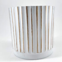White Plastic Planter with Rustic Golden Lines 15cm