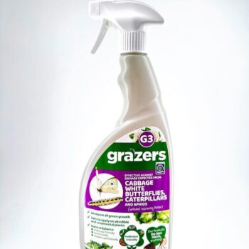 Grazer G3 spray bottle for eco-friendly pest control in gardens, safe for plants and pollinators.