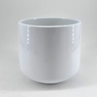 Elegant white ceramic pot with a glossy finish, perfect for modern decor or planting.