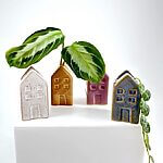 Tiny Ceramic Glazed Pottery Houses