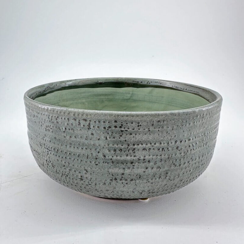 Elegant Gray and Green Ceramic Serving Bowl Elegant ceramic bowl in gray and green glaze, perfect for modern minimalist decor.