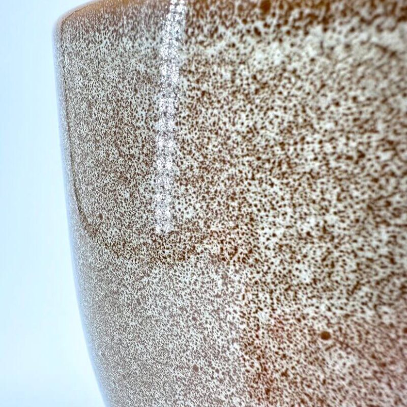 Intricate Speckled Ceramic Bowl Close-Up Intricate ceramic bowl close-up showcasing earthy speckled texture and artisanal craftsmanship.