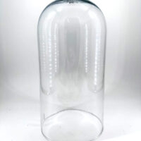 Elegant glass cloche for displaying food and decorative items with a modern design.