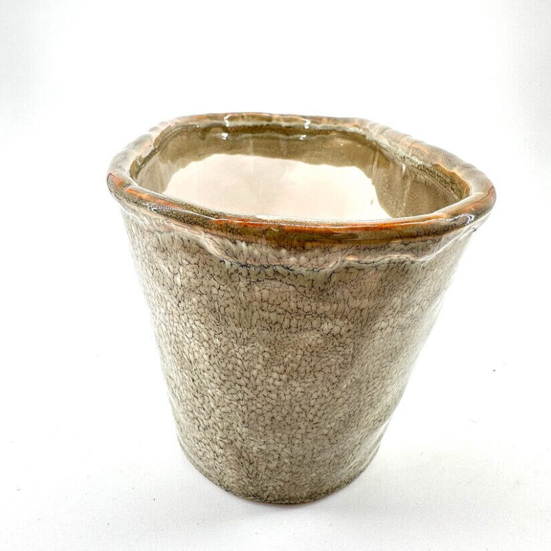 Elegant Tapered Pot with Crackled Glaze Elegant ceramic pot with crackled glaze and tapered design, perfect for home décor.