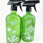Green Glass Mister with Botanical Design
