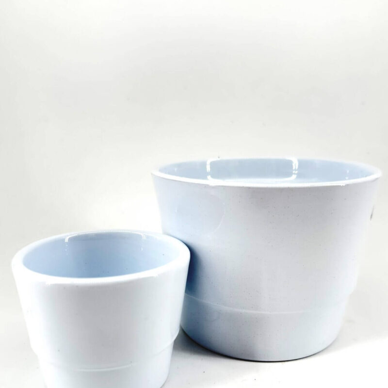Elegant Light Blue Ceramic Pots Display Modern light blue ceramic pots on a neutral background, showcasing elegance and contemporary design.