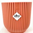 Contemporary terracotta ribbed planter by Elho with sustainable design focus.
