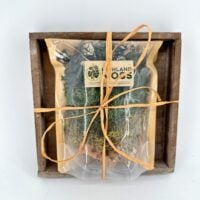 Highland Moss gift tray with raffia-tied botanical bundle in rustic, eco-friendly wooden packaging, home décor.