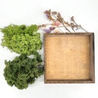 Moss Art DIY Kit Heather Field – frame, preserved moss, dried lavender-pink flowers, and natural decorations.